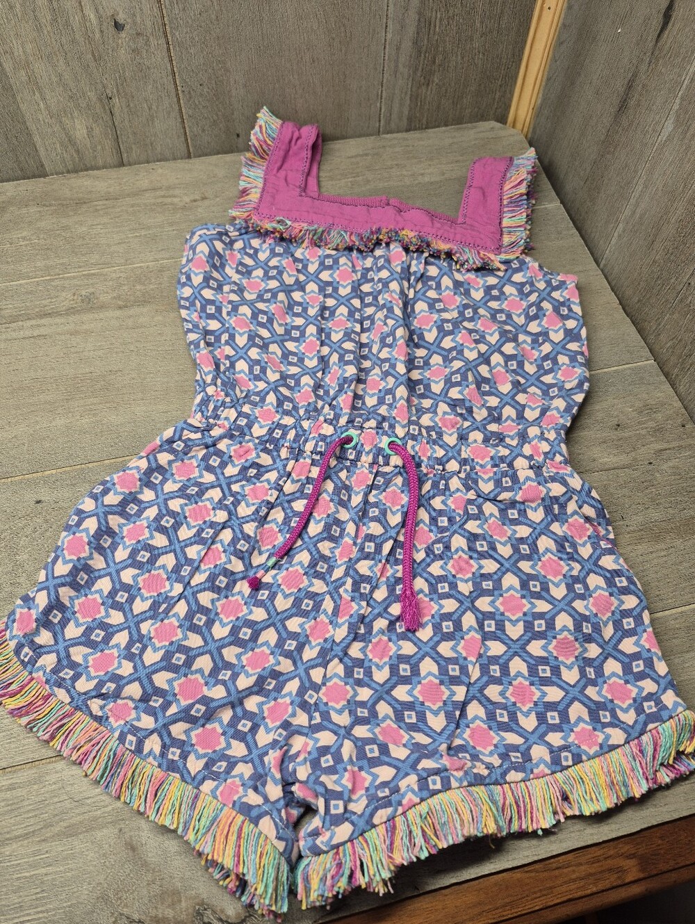 Matilda Jane Dream Chasers Rainbow Fringe Romper (Girls Size 6)